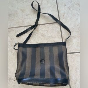 Fendi Vintage Shoulder/Crossbody Bag Striped Fendi Pequin